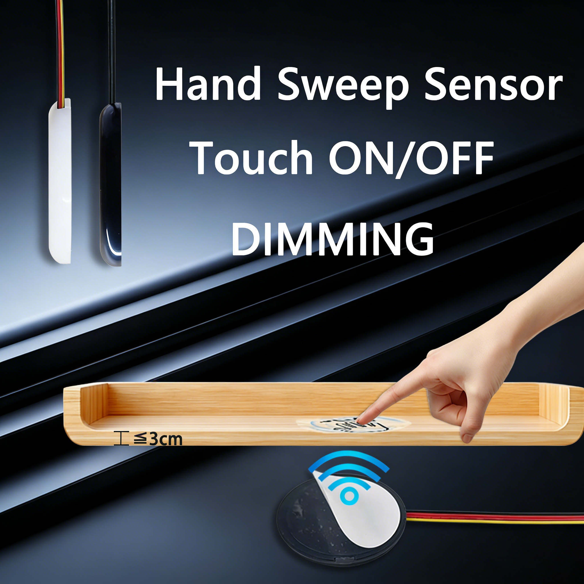 Various join12V24V Touch/Motion Sensing Dimmable Switch-Works Through 3cm Panel-Touch to On, Auto-Off-Perfect for Cabinet Lights