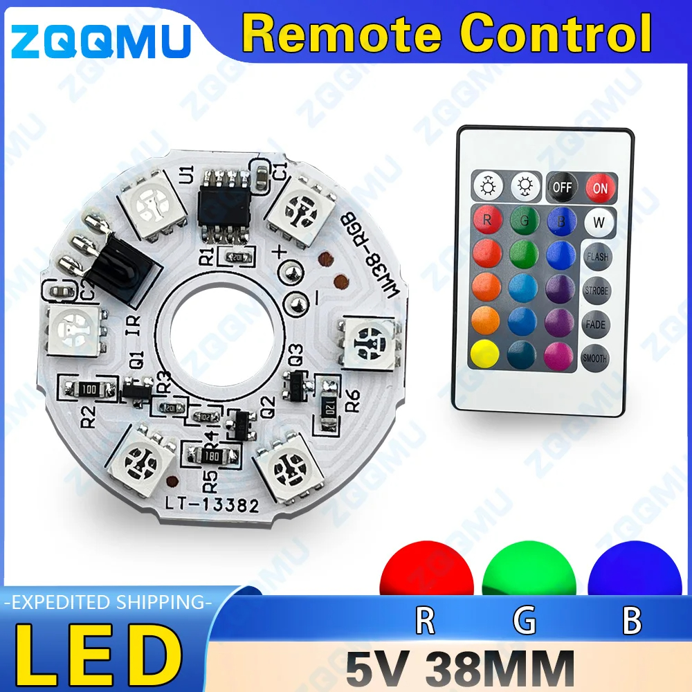 1Pcs LED DC5V Colorful Gradient RGB Light Panel 38mm Light Source With Remote Control for DIY Beech Wood Lamp LED Stage Light