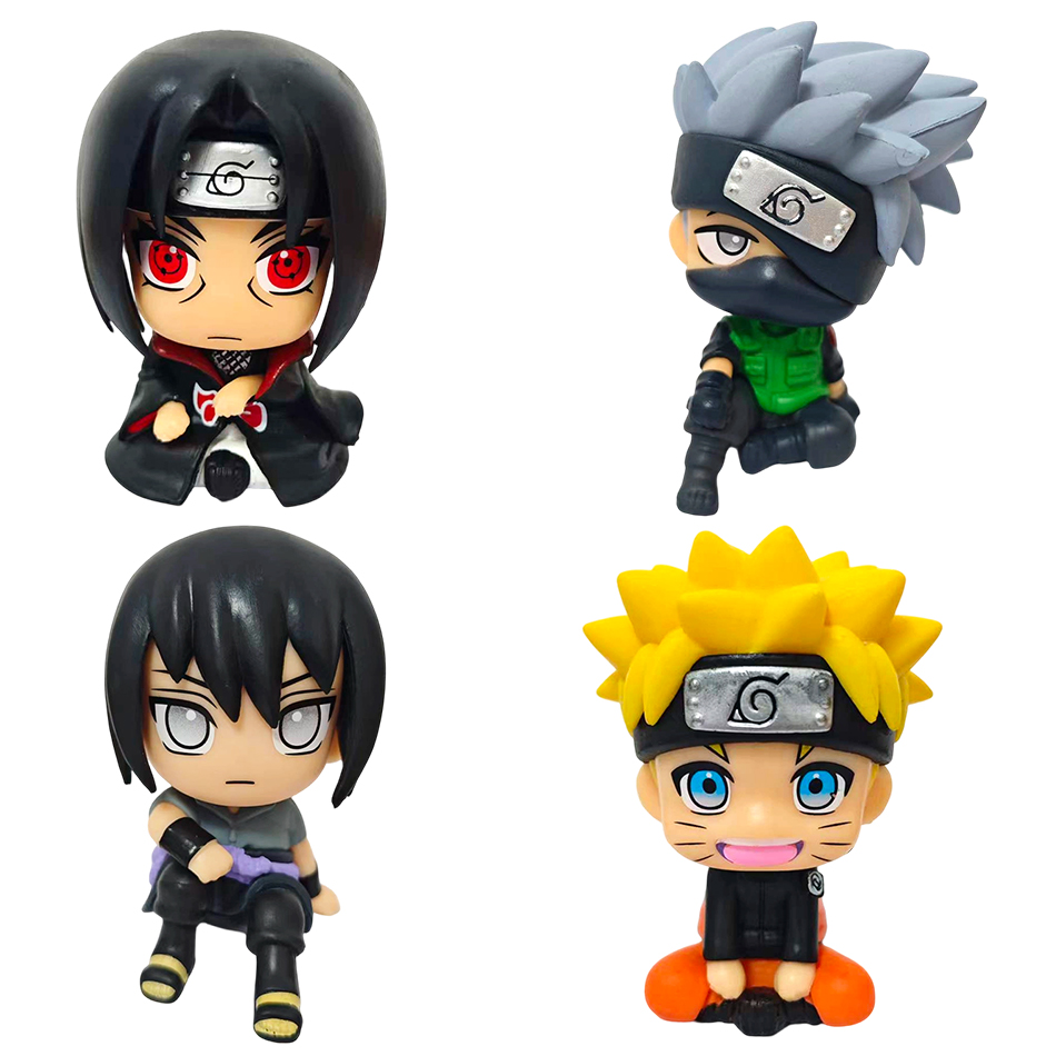 9cm Naruto Anime Figure Naruto/Kakashi /Sasuke/ItachiAction Figure Kawaii Q Version Figurine Car Decoration Model Xmas Toy
