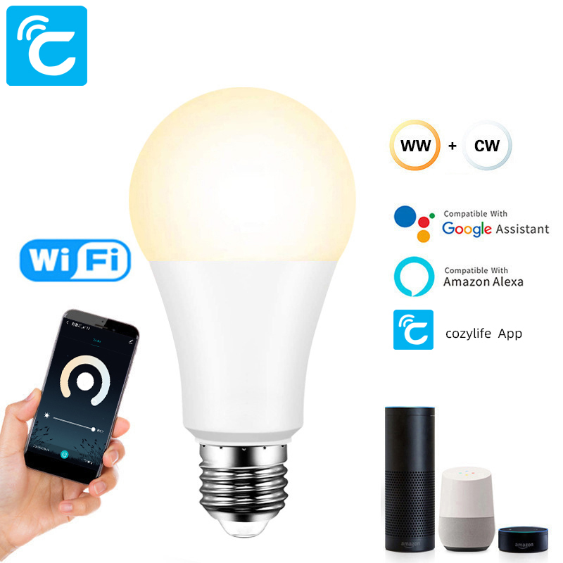 Tuya E27 Led Lamp App Control Bluetooth /WiFi Led Light Bulbs 15W RGB CW WW Smart Bulb Works With Alexa Assistant