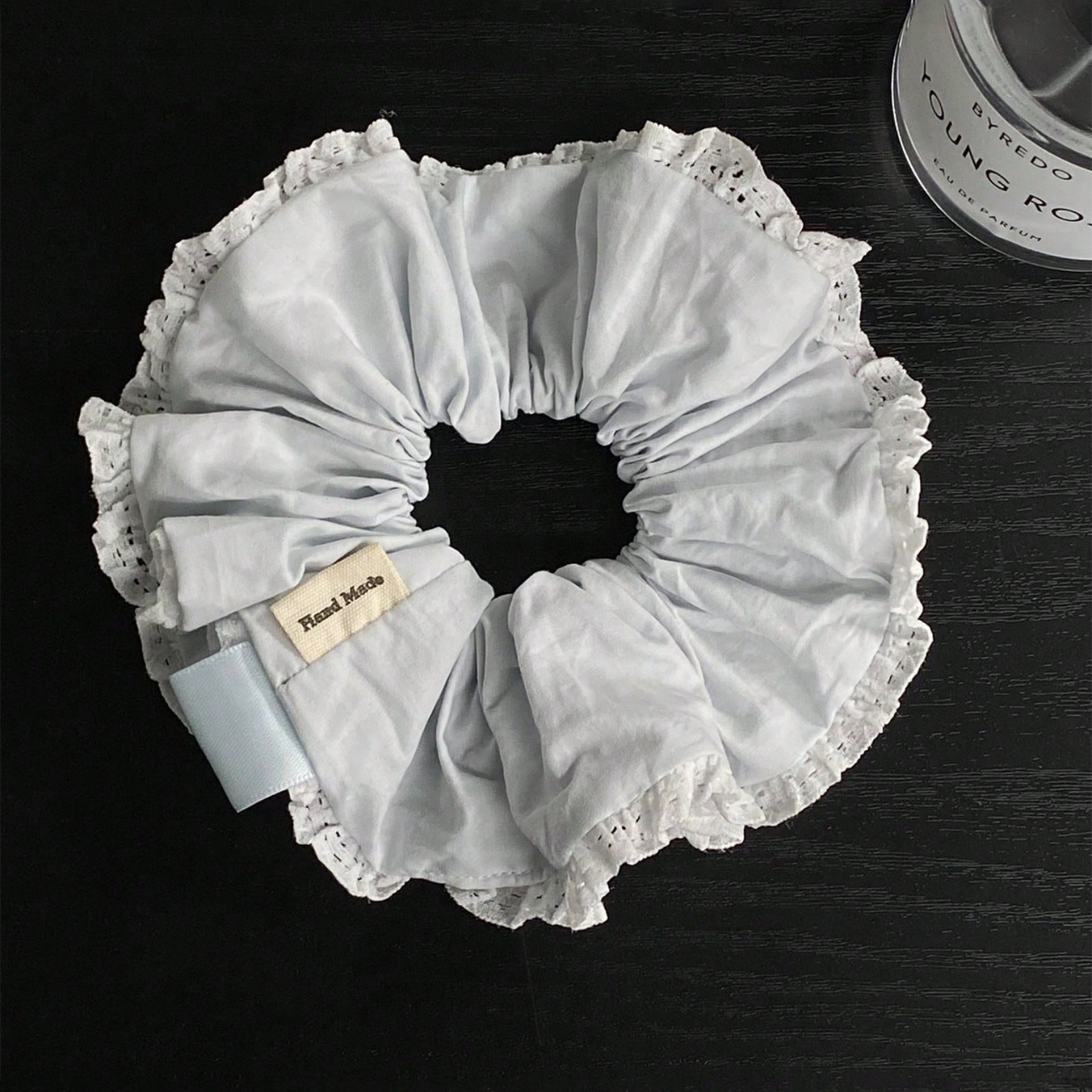 1Pc Women's Elegant Soft Light Blue Solid Hair Scrunchie, Korean Ins Minimalist Fashion Versatile Cute Hair Tie Scarf, Daily
