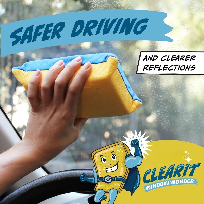 Large Anti-Fog Sponge for Car Windows & Shower Mirrors, Super Absorbent - Instantly Clears Fog & Condensation, Easy to Wring
