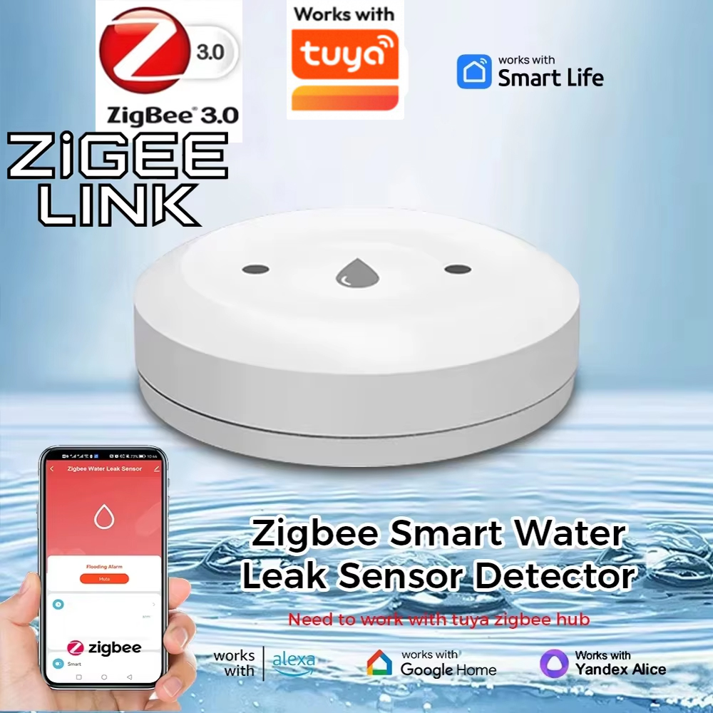 Zigbee 3.0 Water Leak Sensor Smart Home Flood Detector APP Notifications Alarm Records Works with Tuya Alexa Home 2MQTT