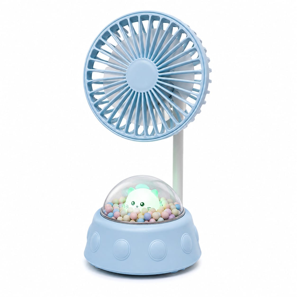 Cute Cat Mini USB Desk Fan with LED Night Light | 3-Speed Portable Table Fan | Adjustable Airflow | Desktop Cooling Fan for Home, Office & Study | Perfect for Gifts