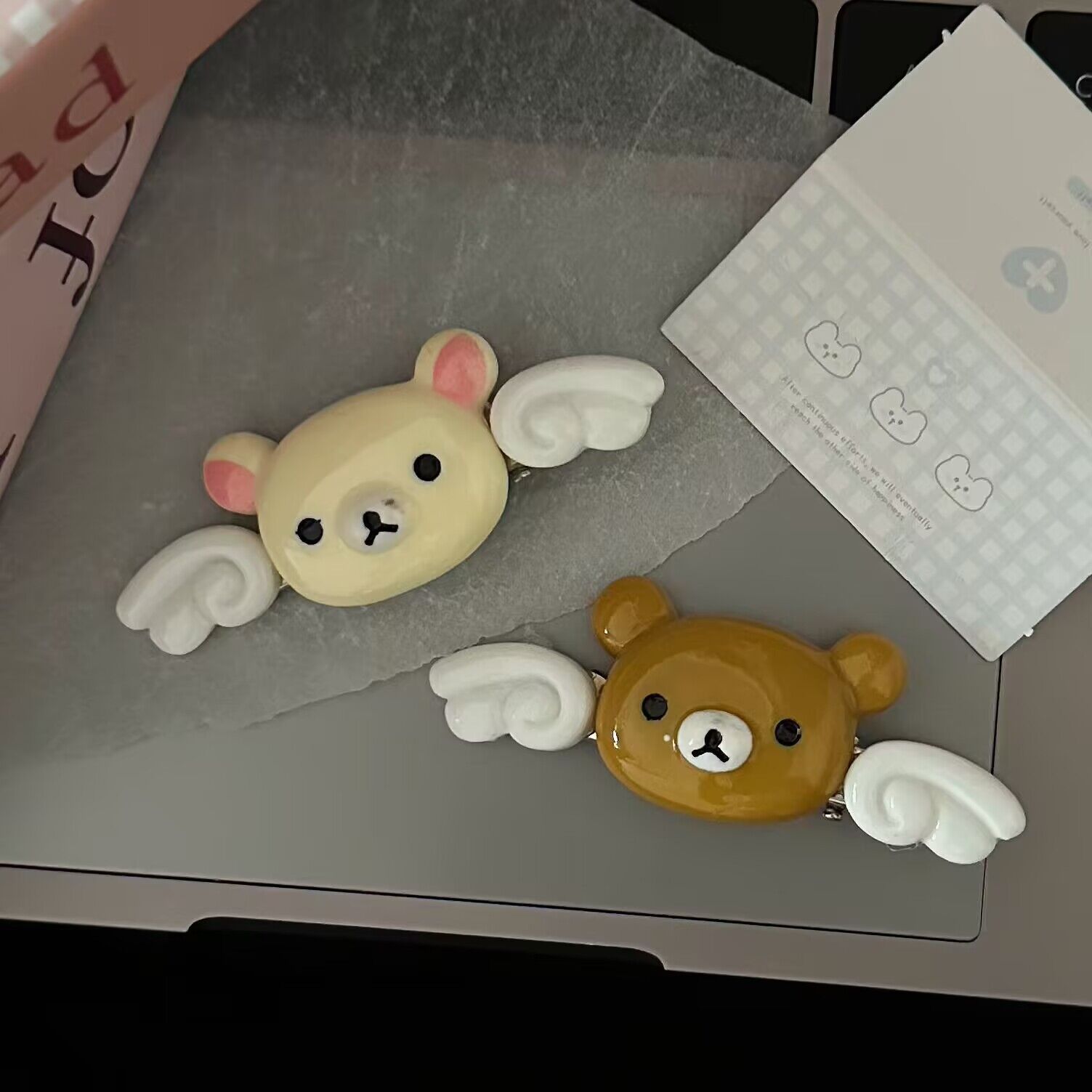 Cute Rilakkuma Wave Point BB Hair Clip Cartoon Angel Winged Little Bear Bangs Side Clip Kawaii Girl Hairpins Accessories