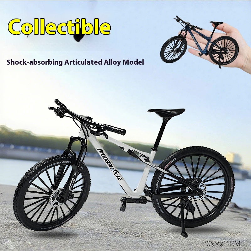 1：8 Front And Rear Double Suspension Simulation Alloy Mountain Bike Soft Tail Deceleration Bike Mini Bike Toy Ornament Mold