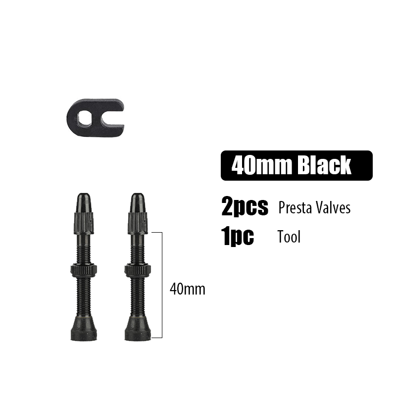 2pcs Tubeless Presta Valves Aluminum Alloy 40/44/48/60/80mm Stems with Valve Core Removal Tool for Bicycle Wheels