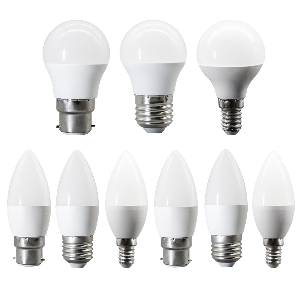 10PCS LED Candle Bulb Lamps E14 E27 B22 base Llight Bulbs Energy saving Lamp ra80+ Warm Cool lighting for Home Livingroom Foyer