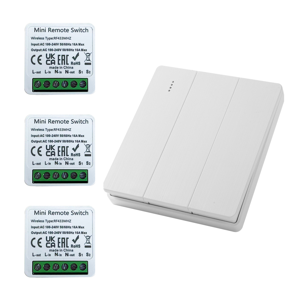 Wireless Smart Switch Light 433Mhz RF 86 Wall Panel Switch with Remote Control Mini Relay Receiver Home Led Light Lamp Fan