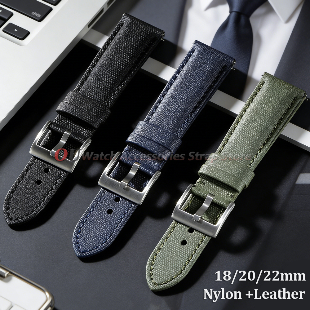 20mm 22mm Sailcloth Strap for for Bracelet Accessories Men Sport Nylon Leather Watch Band Qucik Release