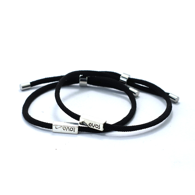Classic 2Pcs/Set Couple Bracelet Stainless Steel Clasp Adjustable Paired Matching Love Braclet Valentine Day Cord Braslet