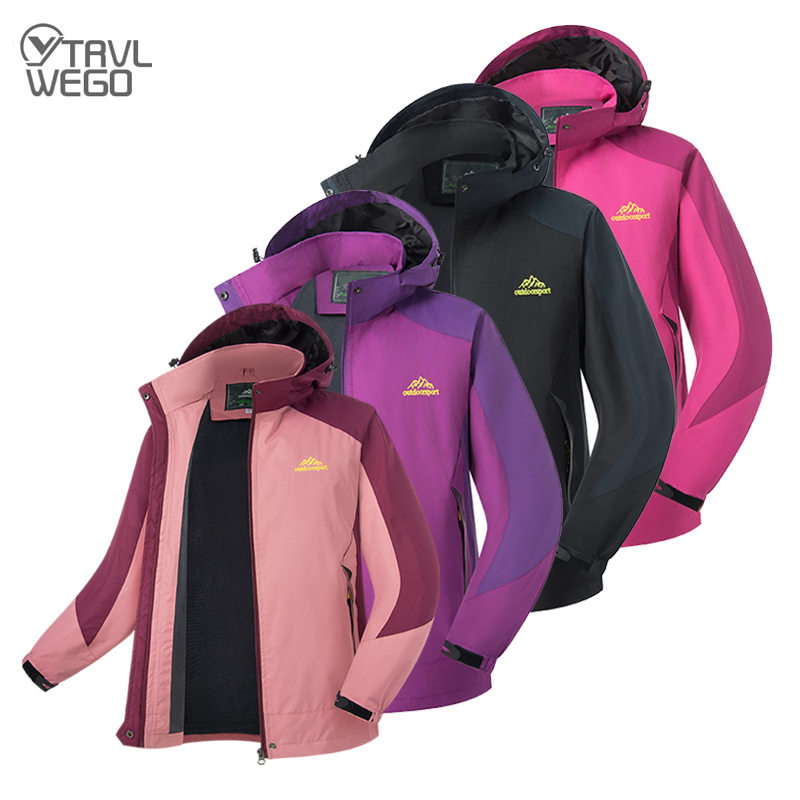 TRVLWEGO Women's Hooded Jacket Hiking Mountain Sport Waterproof Lightweight Windbreaker Rain Shell Camping Raincoat