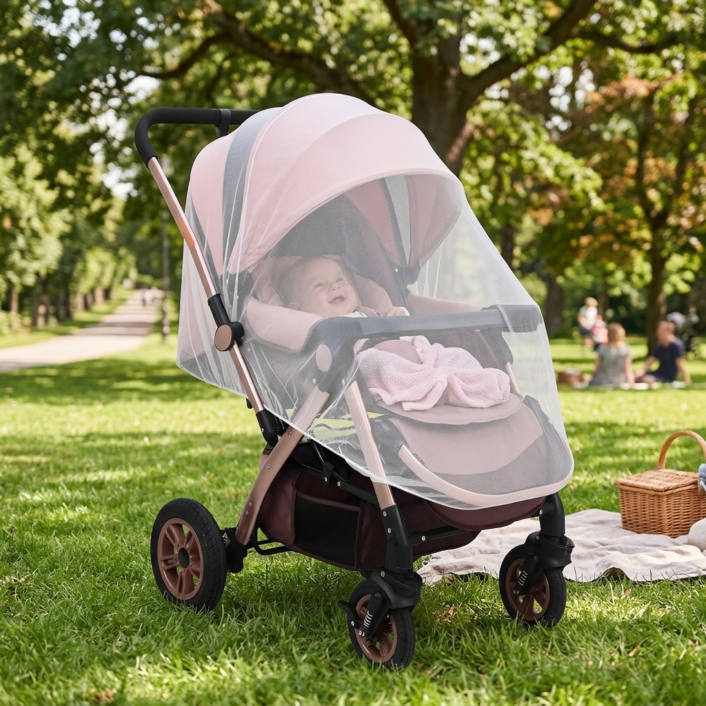 High Density Mesh Stroller Mosquito Net Full Coverage Baby Pushchair Anti Bug Canopy Breathable Universal Fit for Travel