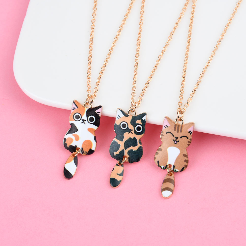 1Pcs Anime Kawaii Cute Cat Charm Pendant Necklace for Girls BFF Friendship Jewelry pen gpt
