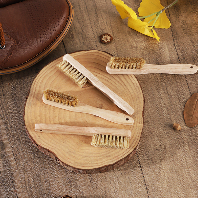 Compact Boar Bristle Shoe Cleaning Brush with Wooden Handle - Deep Clean Corners & Crevices, Gentle on Footwear, Household Shoe