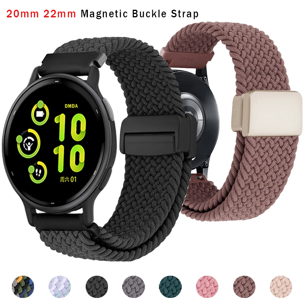 Magnetic Buckle Elastic Strap For Forerunner 165 265 255 M/Venu 3 2 Sq/Vivoactive 5 4 S50 Band 20mm 22mm Nylon Bracelet