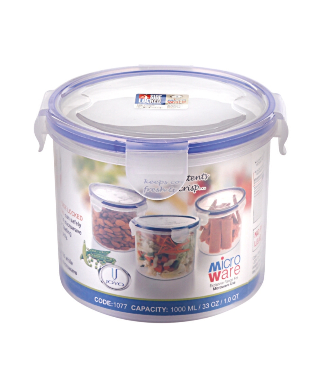 JOYO 4side Locked Airtight Foodgrade Round Container 1000 ml (Set of 1)