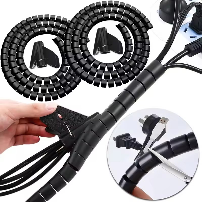 Flexible Expandable Cable Tube Sleeve 2M Wire Wrap Cord Organizers Office Home Under Desk Cable Tube Hider for TV PC Computer