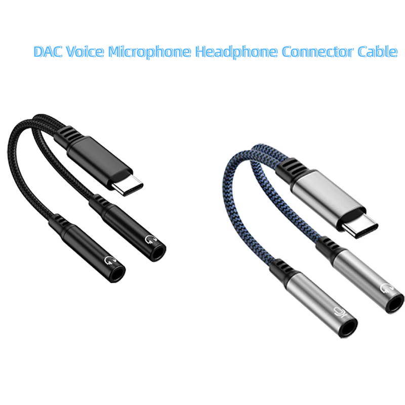1 Pcs 2in1 Type C To Dual 3.5mm Audio Adapter USB C Converter DAC Voice Microphone Headphone Connector Cable For Phone15 16