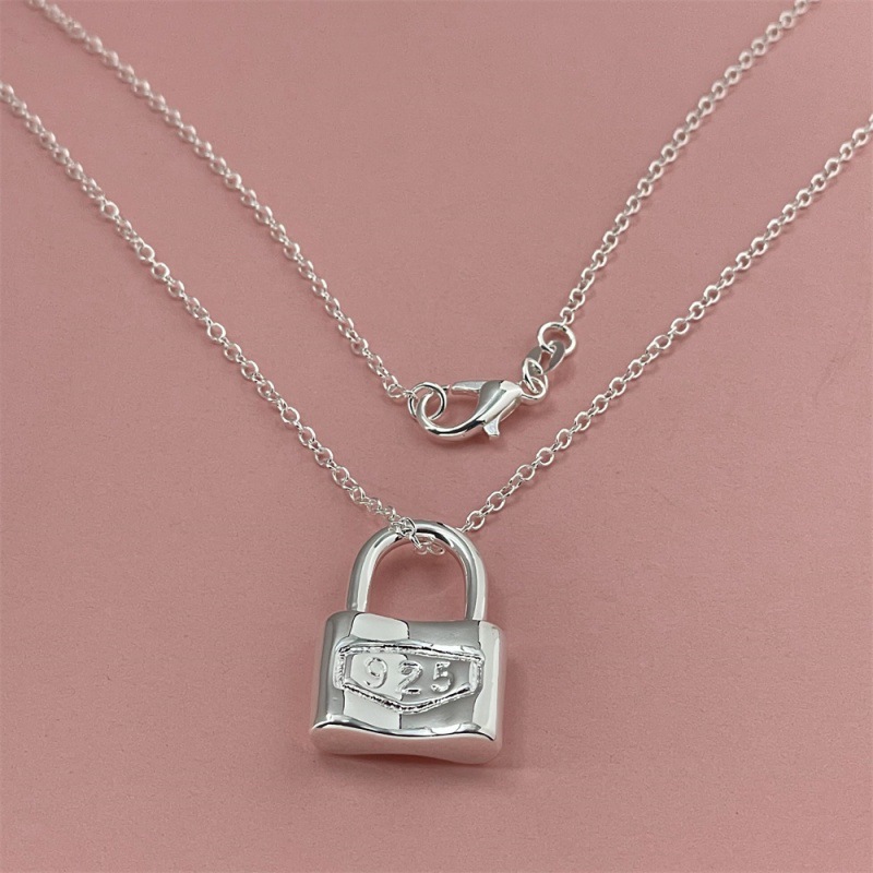 New fashion 925 Sterling Silver romantic Lock lovely necklace for women fashion wedding party Couple high quality jewelry