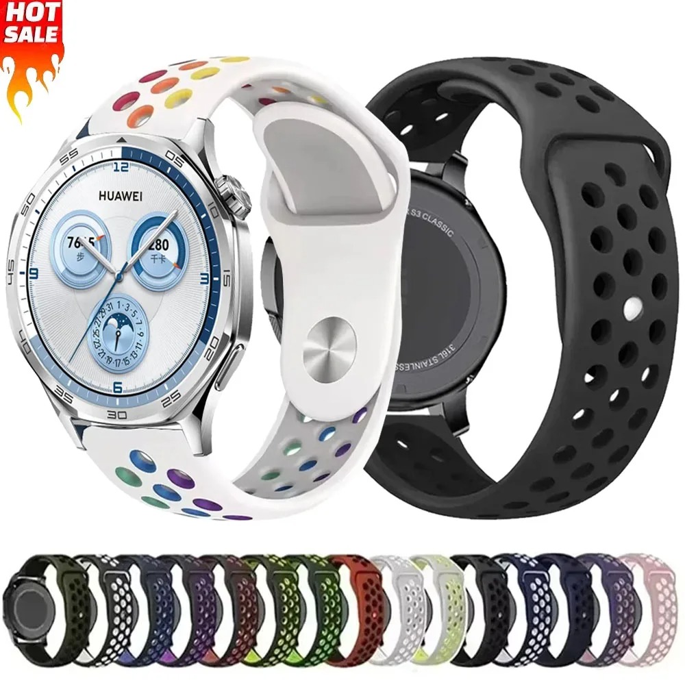 22mm 20mm 18mm Silicone Strap For Huawei Watch GT5/4/3/5 Pro 46mm Two-color Soft Wristband Huawei Watch GT5 Pro 42mm GT4-5 41mm