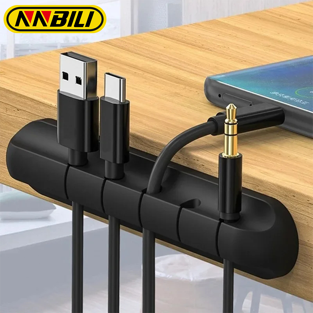 NNBILI 1/2pcs Silicone USB Cable Organizer Cable Winder Desktop Tidy Clips Cable Holder for Mouse Headphone Wire Organizer