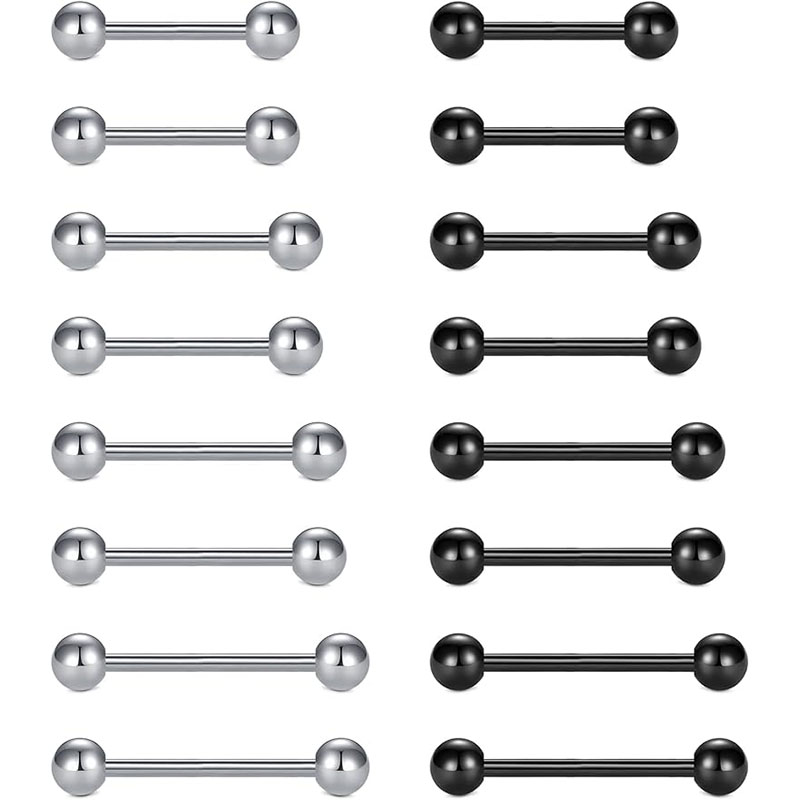 4psc Nipple Rings Tongue Rings Stainless Steel 14G Straight Barbells Piercing Jewelry 12mm,14mm,16mm,18mm