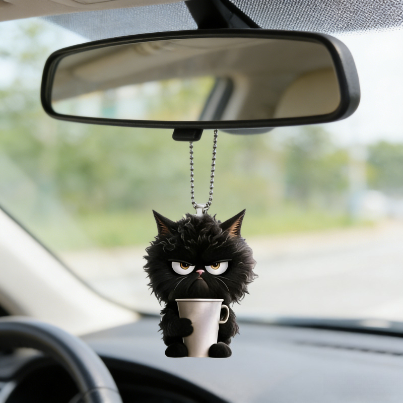 1pc Funny Black Cat Key Chain Multifunction Charm Cute Cartoon Kitten Pendant Car & Holiday Party Decorations