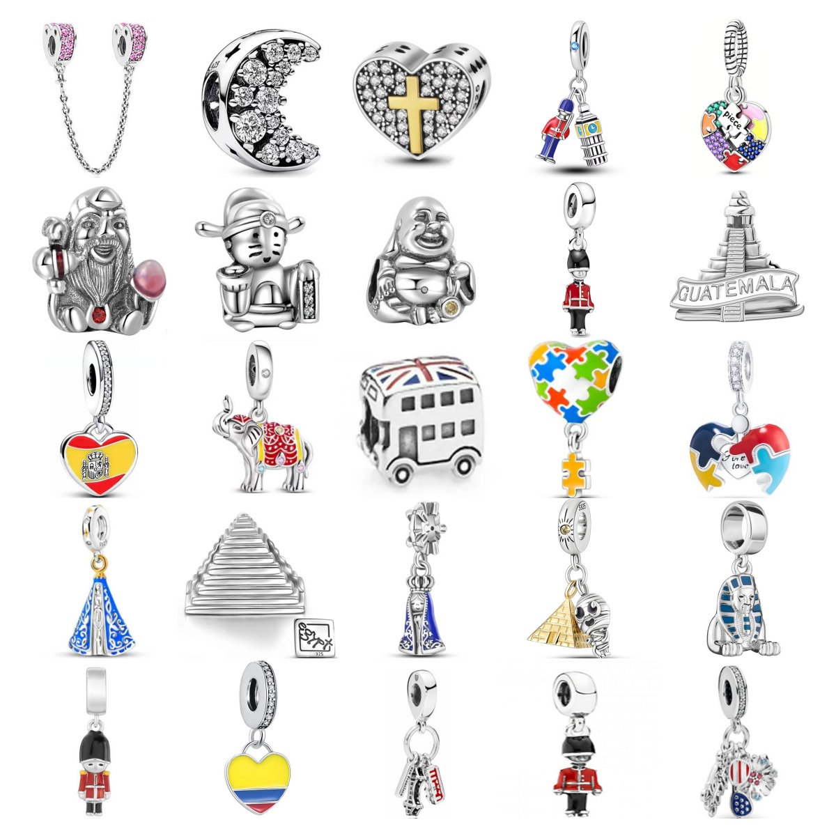 Original 925 Sterling Silver Sergeant Pyramid Puzzle Saint Charms Pendant Beads Fit S925 Bracelet Fine DIY Jewelry Making pen gpt