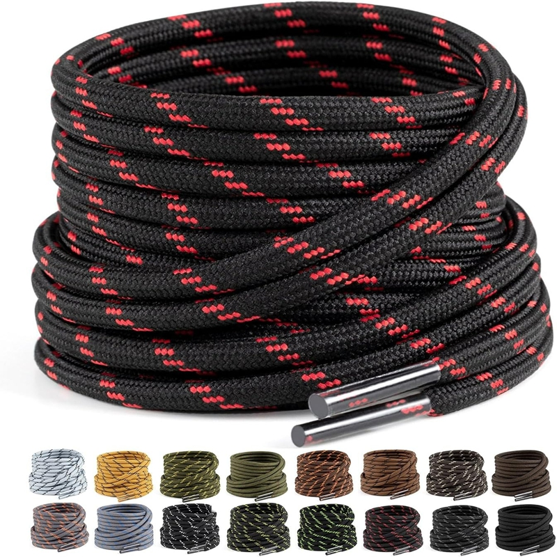 2 Pairs Heavy Duty Work Boots Shoelaces 4.5mm Diameter round German Training Hiking Shoe Laces for Men And Women