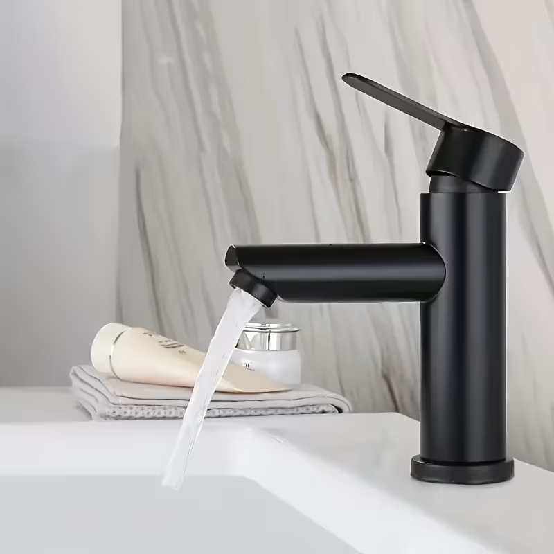 A Black 304 Stainless Steel Bathroom Faucet for Hot And Cold Water, Suitable for Washbasins And Sinks in The Bathroom