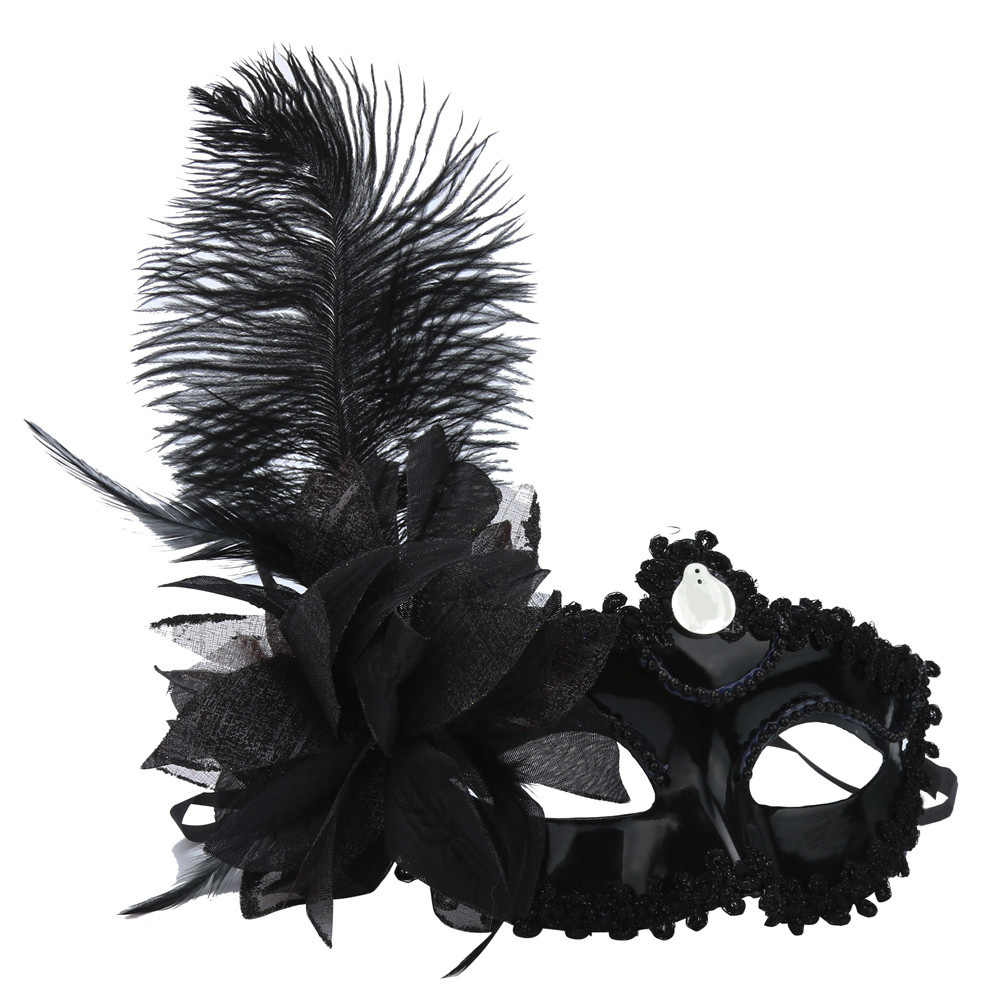 Masked Feather Mask Black Ball Mask Lace Halloween Hollow Ball Mask Accessories Ball Mask Party Black Swan Mask Half Face