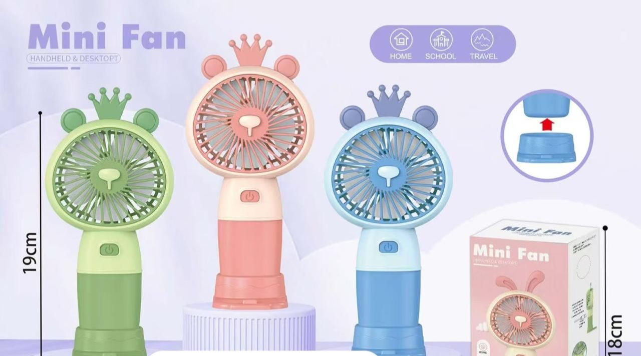 "Portable Hand Fan, Mini Fan, Cartoon Animal Fan Rechargeable Night Light Cute Small Fan with Built in Battery "