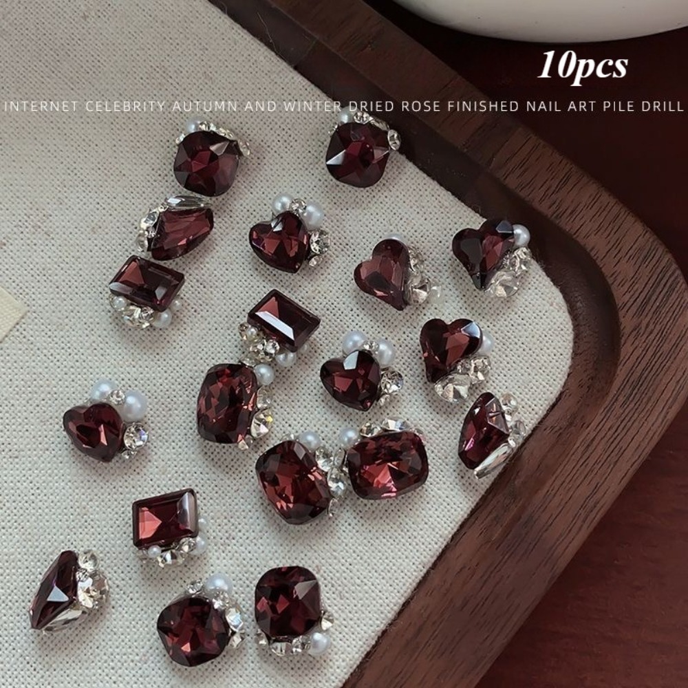 10Pcs New Nail Art Dry Rose Pile Diamond Jewelry Flash Nail Decorative Diamond Nail Design Nails Accesorios Nails Art