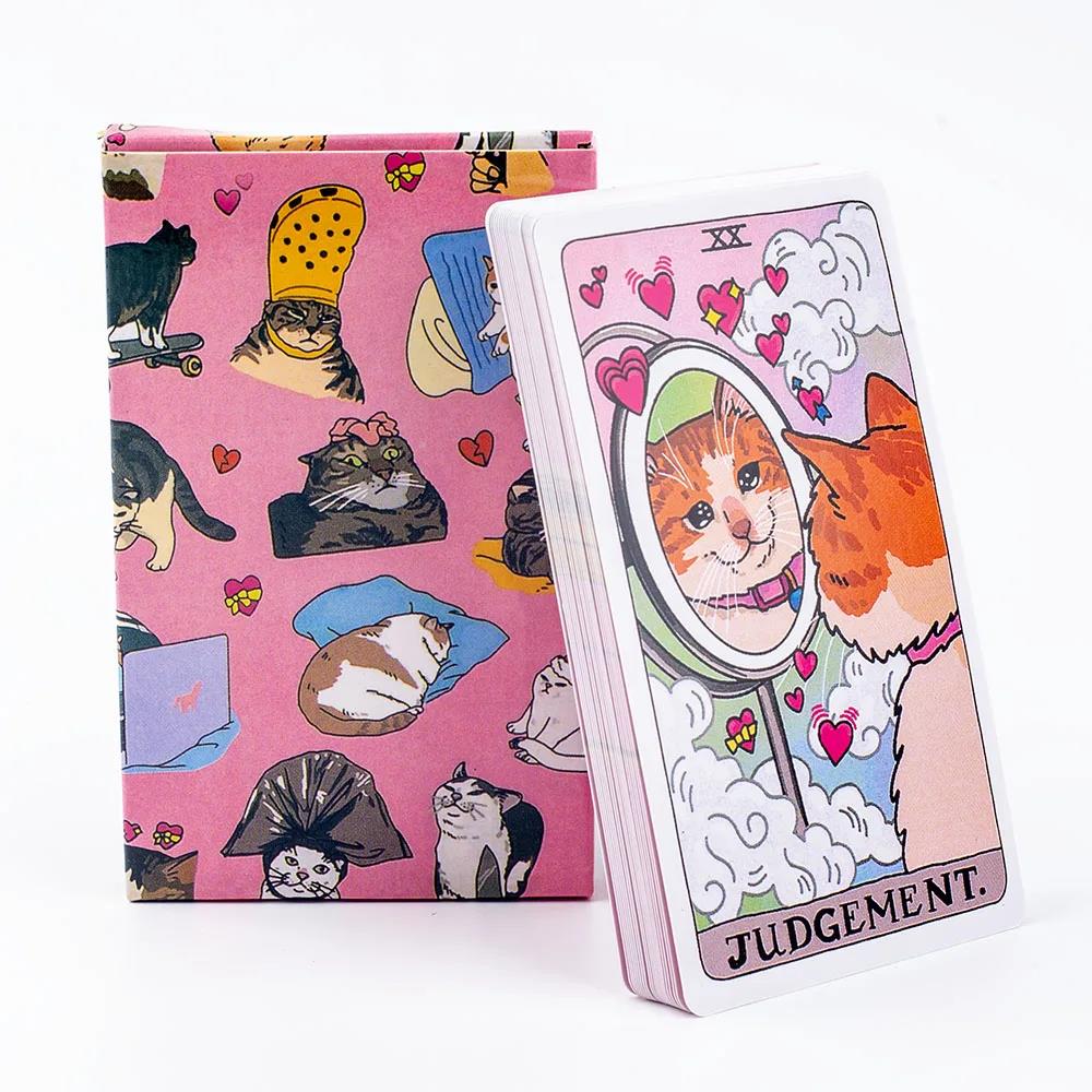 Original Cat Meme Tarot Deck 22 Major Arcana Funny Witchy Cat Kawaii Uwu Design Pink Cute Tarot for Entertainment