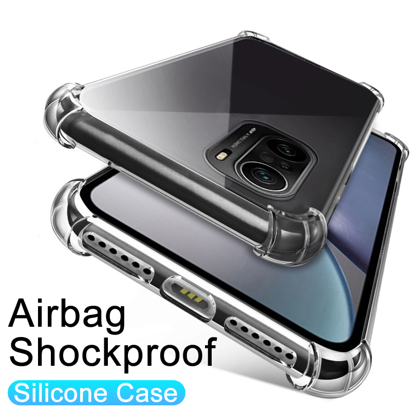Airbag Shockproof Silicone Case For Xiaomi Redmi Note 10 10S 7 8 9 9S 7A 8A 9A 9C Poco F3 X3 Pro Nfc Clear Cover Cases