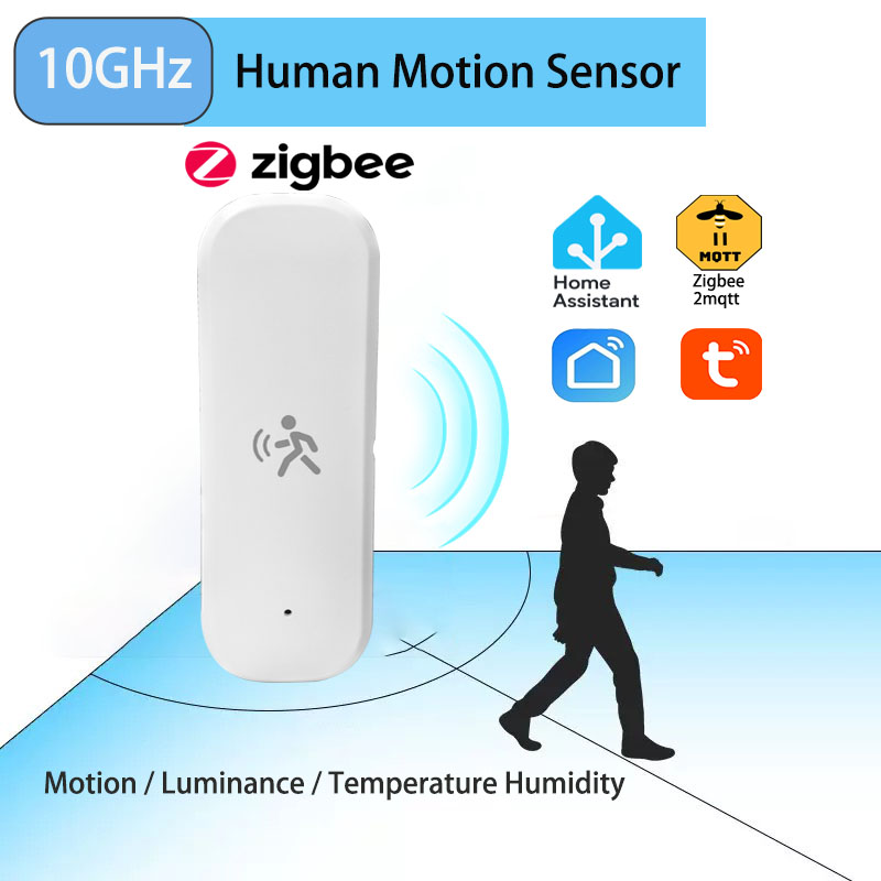 Zigbee 10G MmWave Radar Motion Sensor Human Detector with Illuminance Temperature Humidity Sensor Support Tuya Zigbee2MQTT