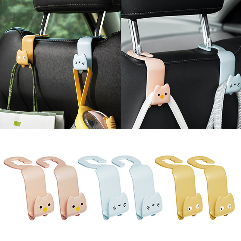 2Pcs Cartoon Car Hook Creative Car Seat Hanger Hook Organizer Stand Bags Clothes key Sundries Clip Auto Interior Accessories