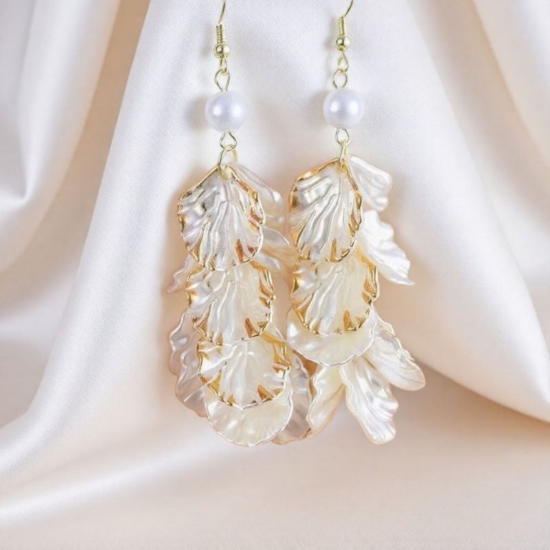 1 pair of fairy inspired long petal tassel earrings 2025 explosive style elegant ear hooks