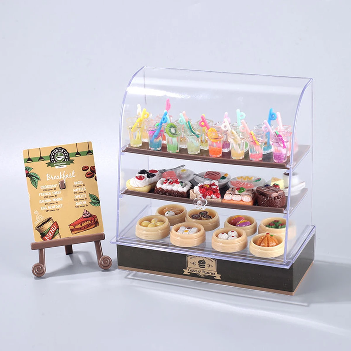 Dollhouse Miniature Cake Store Decoration Bakery Stand Display Food Model Play House For Girl Gift Kitchen Toy
