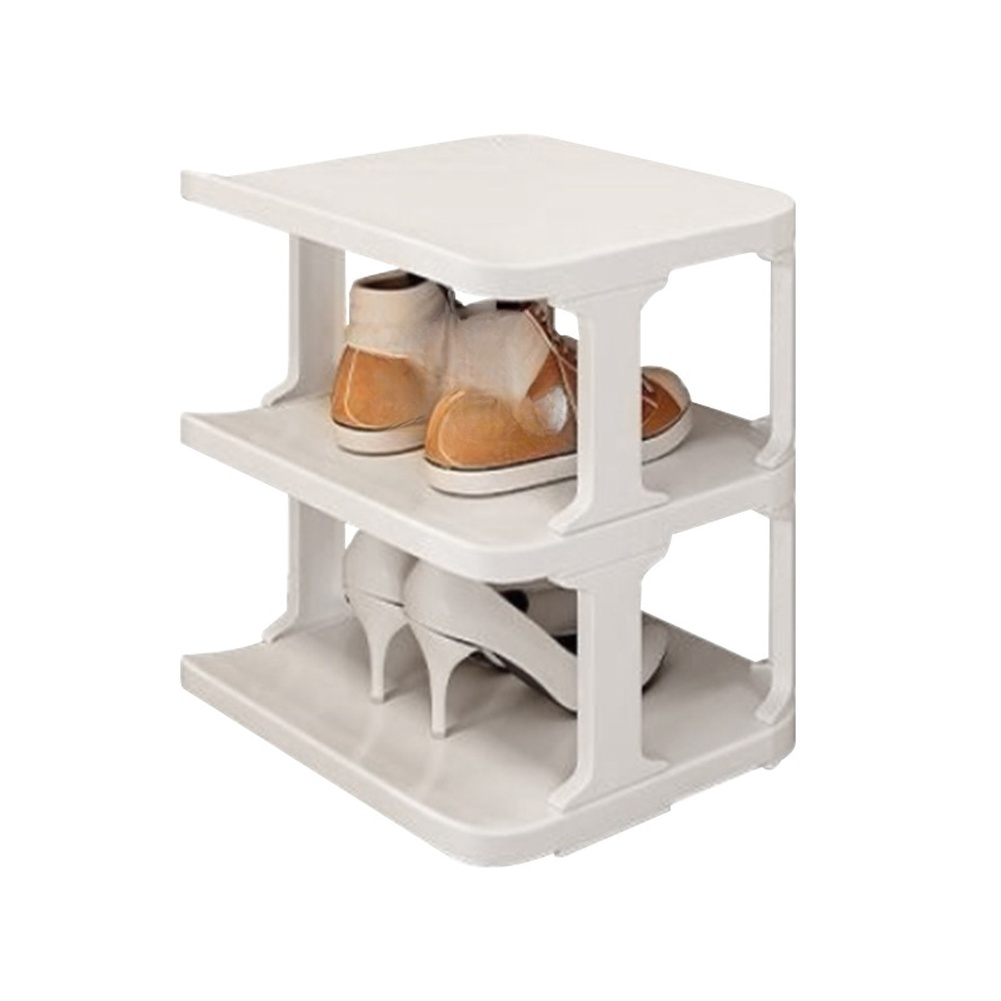 Multi Layer White Shoe Rack 3 Tier Slim Design Space Saving PP Shelf For Apartment Entryway Corridor Small Room Storage