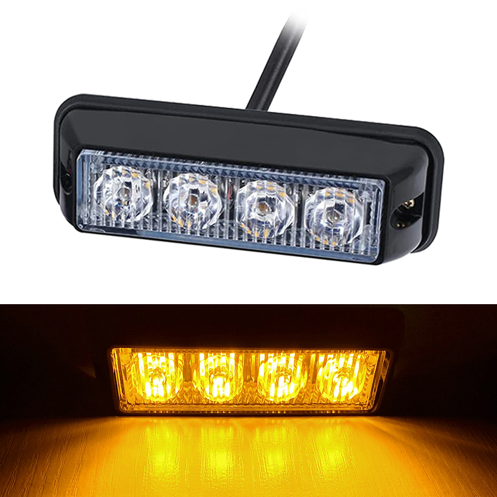 OYPFXMI 4Pcs 6LED Led Light Emergency Beacon Hazard Warning Light Flash Caution Strobe LightBar for Car Truck 12-24V White