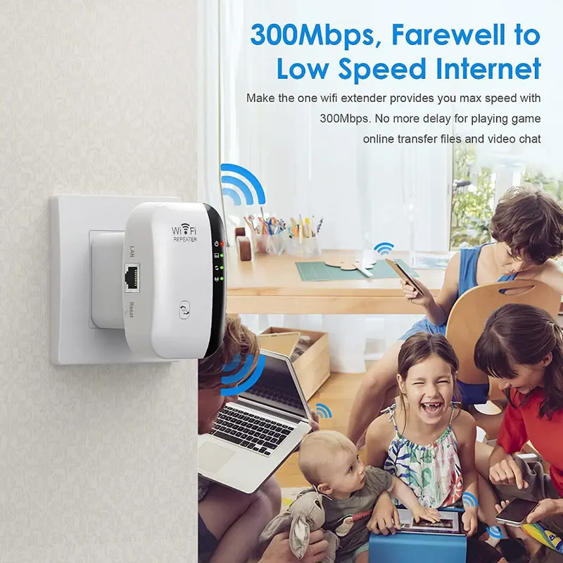 300Mbps Wifi Repeater Wireless Signal Amplifier Network Extender Enhancer Home Router EU US Plug