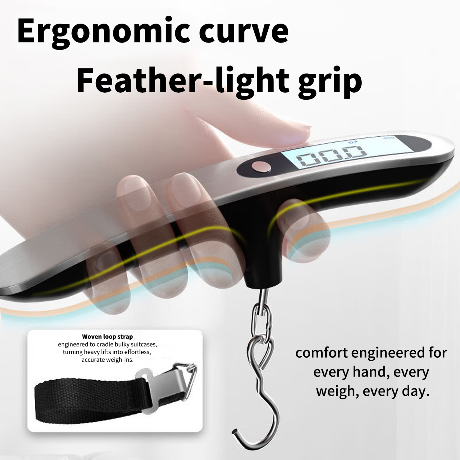 110lb/50kg Portable Scale Digital LCD Display Electronic Luggage Hanging Suitcase Travel Weighs Baggage Fishing Scale with Hook
