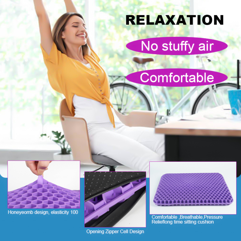 Gel Seat Cushion Summer Breathable Honeycomb Pressure Relief Pad for Back Tailbone Pain Home Office Chair Car Wheelchair