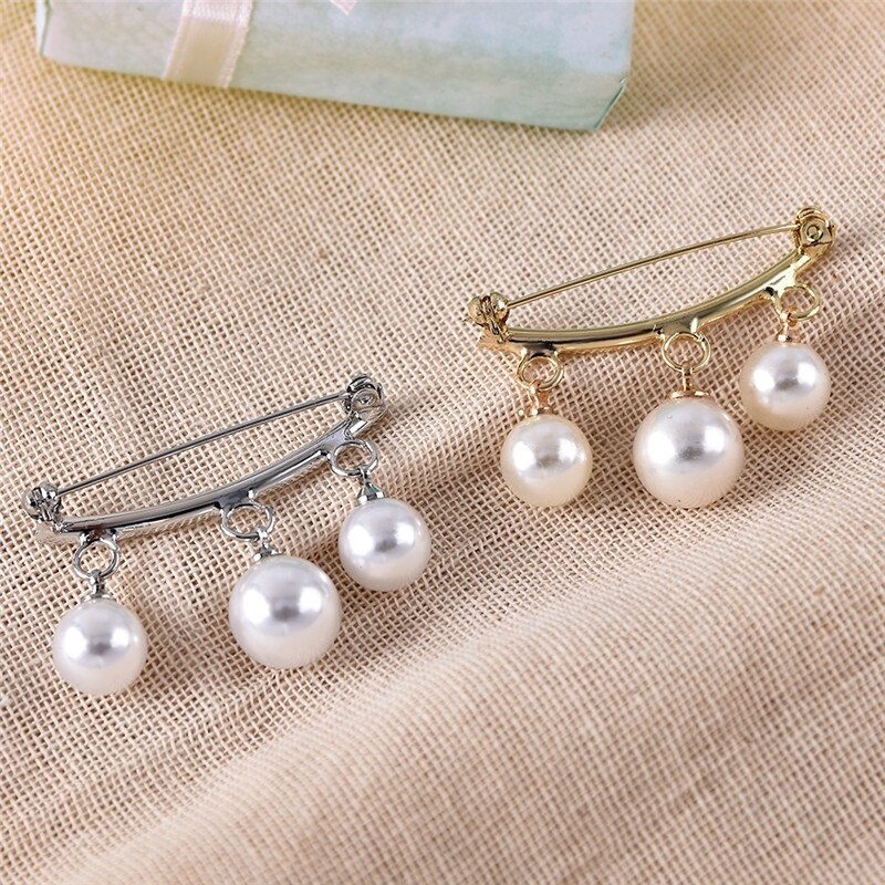 2pcs Brooch Men And Women Are Suitable For Simple Note With Pearl Pendant Anti Walking Buckle Corsage Jewelry