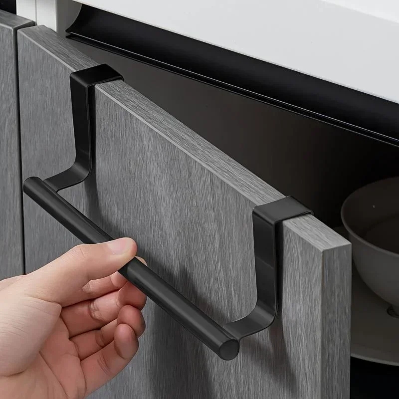 Towel Rack Over Door Stainless Steel Towel Bar Storage Organizer Bathroom Kitchen Cabinet Door Hanging Towel Rack