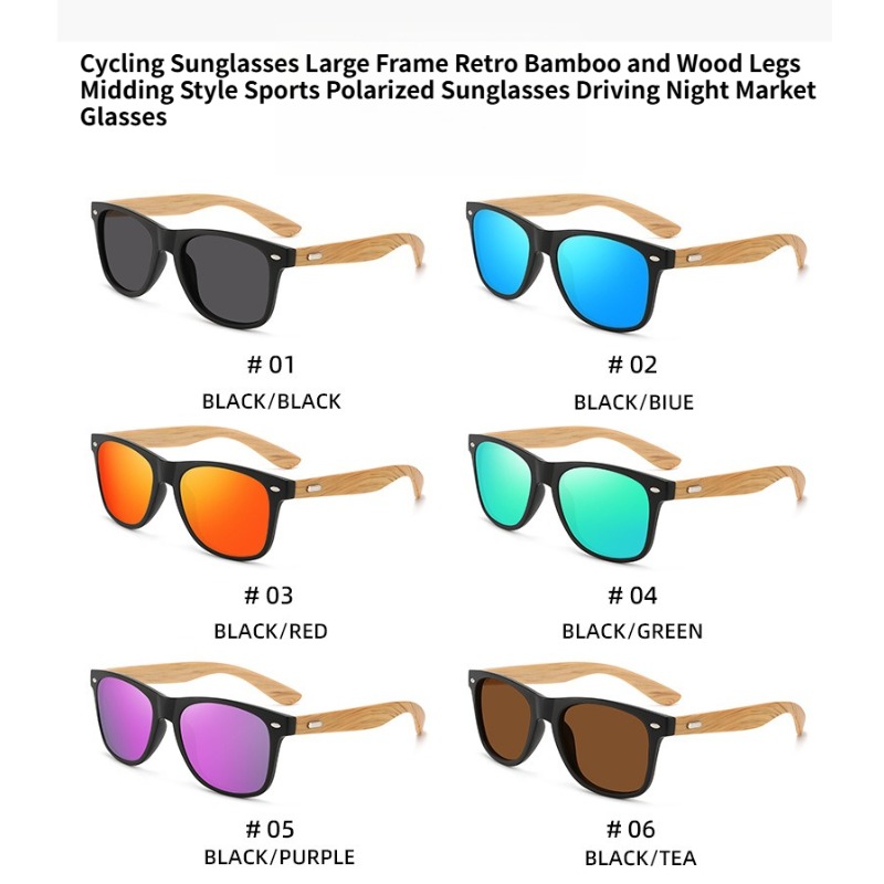 Sports Sun Glasses Eyewear Wooden Bamboo Eyeglasses Fashion Wood Men's Ultraviolet Sunglasses Classic Male Driving Riding UV400