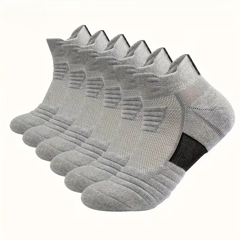 6/3/1 Pairs New Men Sports Running Fitness Flight Short Tube Socks Women's Towel Bottom Basketball Socks Solid Color Black Socks