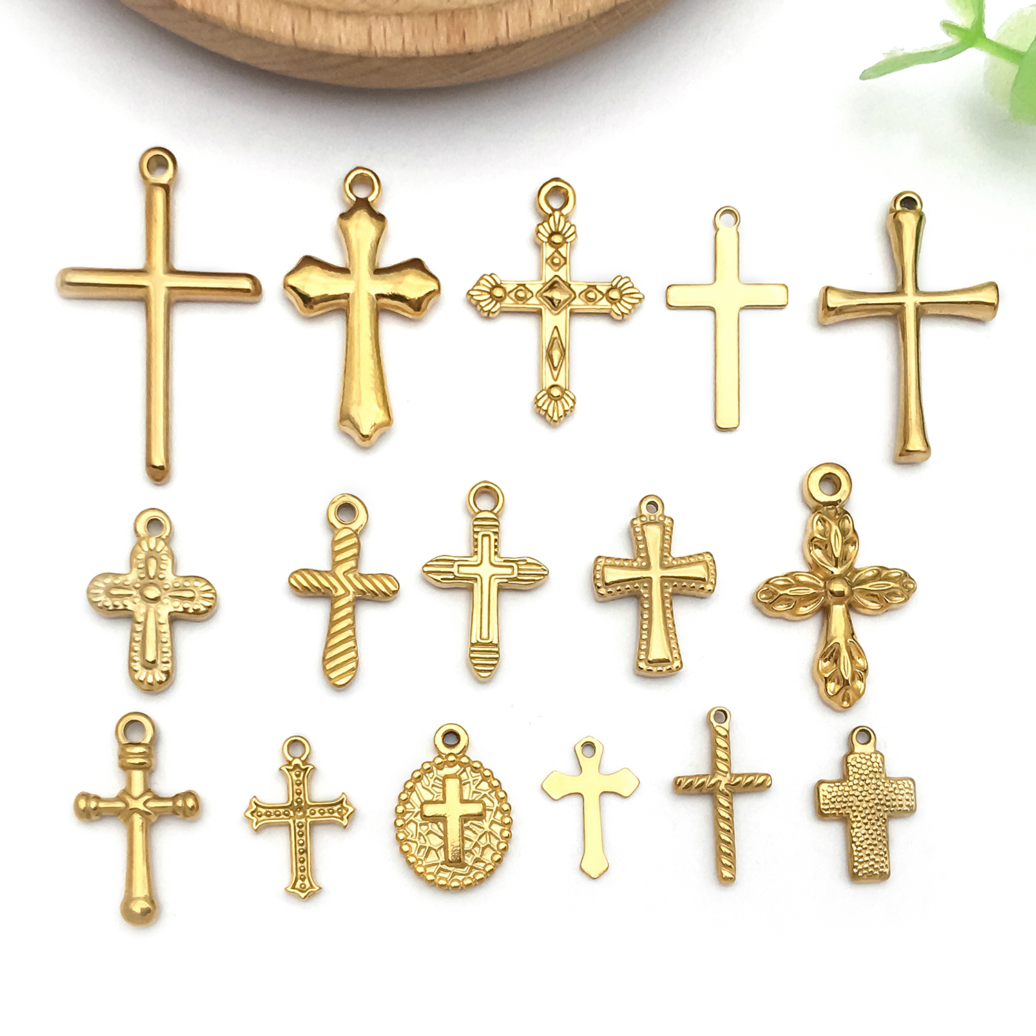 2pcs Stainless Steel Golden Cross Charms Metal Pendants for DIY Bracelet Necklace Earring Jewelry Making Accessories pen gpt
